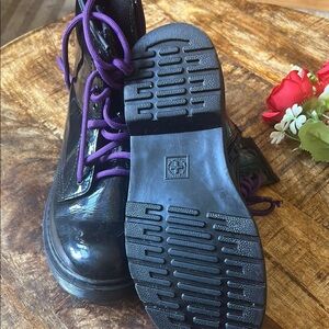 Dr. Martens Kids Black and Purple Combat Boots